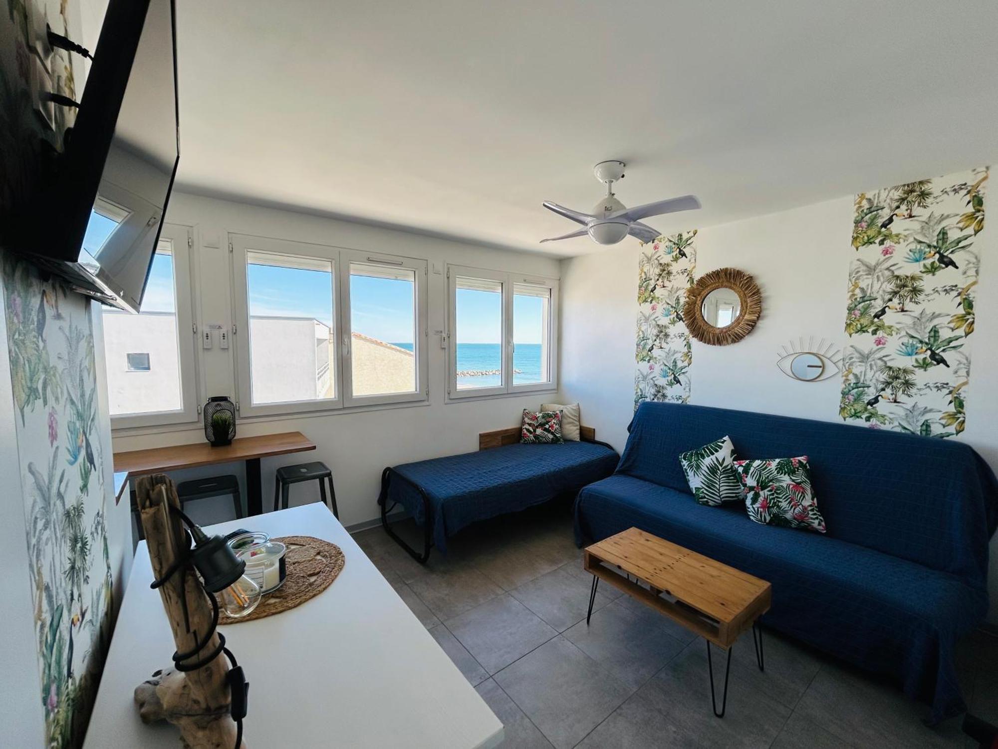 Estudio 1Ere Ligne Vue Mer ,Place De Parking Privee Acces A La Plage De La Residence 3Eme Etage Палава-ле-Фло Екстериор снимка
